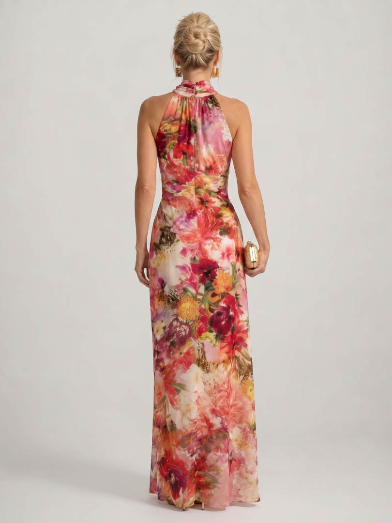 Elisabetta | Maxikleid mit Blumenmuster und Halterneck – Isabels Modehaus (Bild 4)