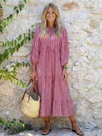 Arlette | Geometrisches Druck Midi-Kleid mit langen Ärmeln – Isabels Modehaus (Bild 5)