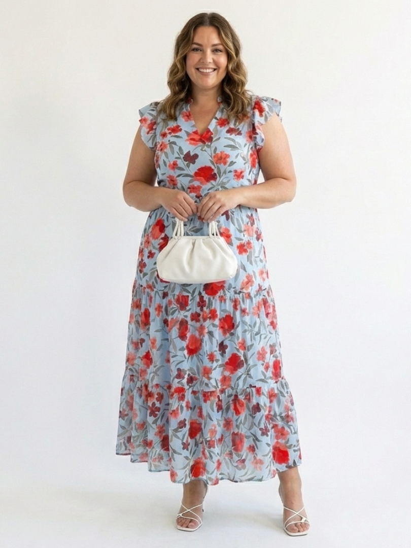 Lila | Elegantes Blumenkleid Midi – Isabels Modehaus (Bild 6)