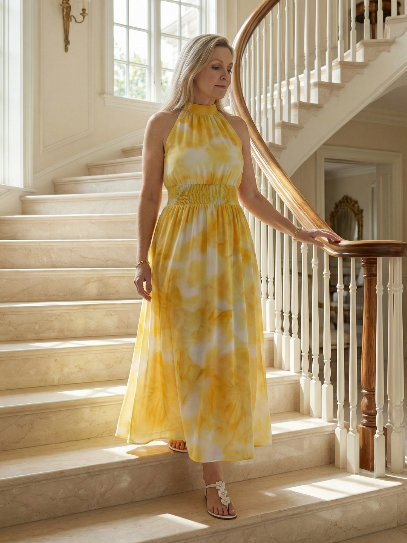 Sylin | Gathered Halter Midi Kleid – Isabels Modehaus (Bild 16)