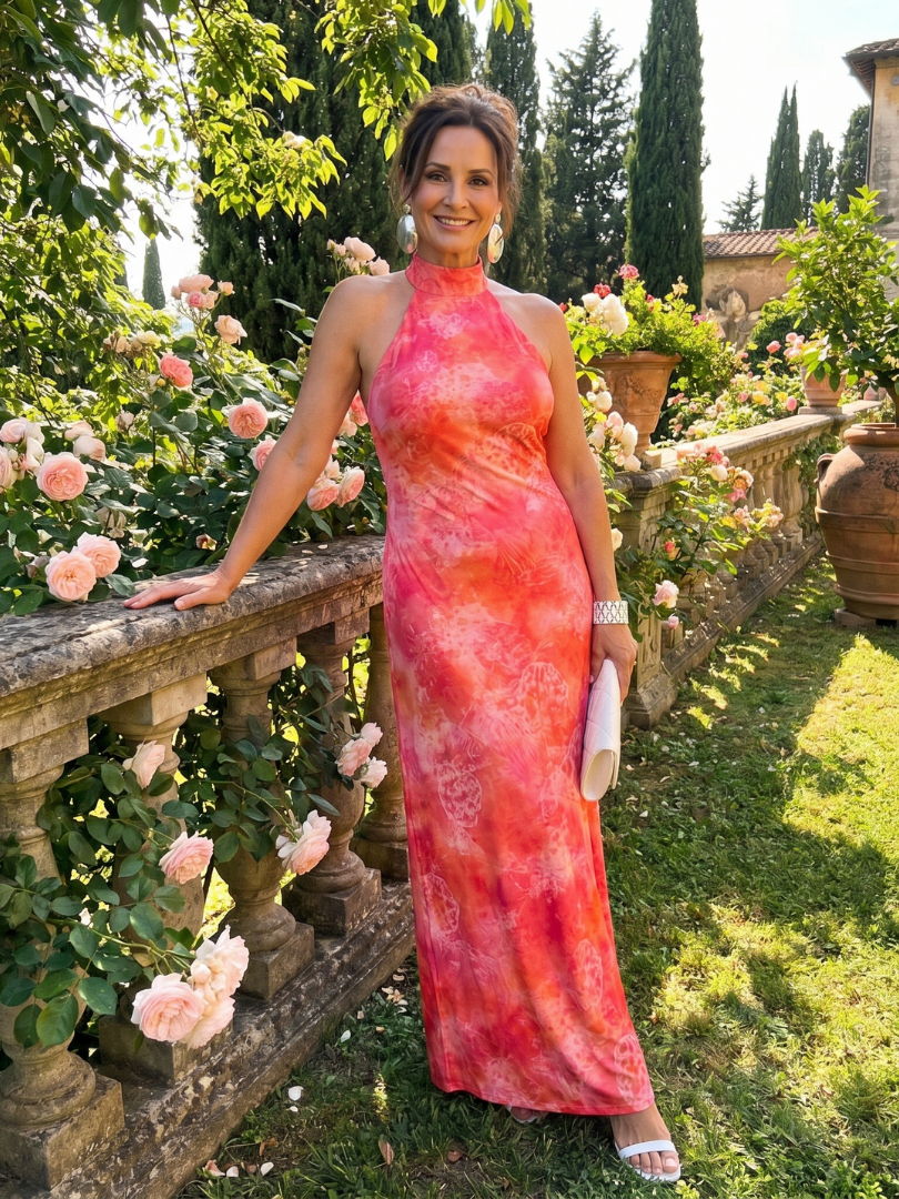 Coraline | Halter Neck Bedrucktes Muster Maxi Kleid – Isabels Modehaus (Bild 5)