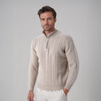 Christian | Eleganter Zopfmuster-Strickpullover mit Halbzip – Isabels Modehaus