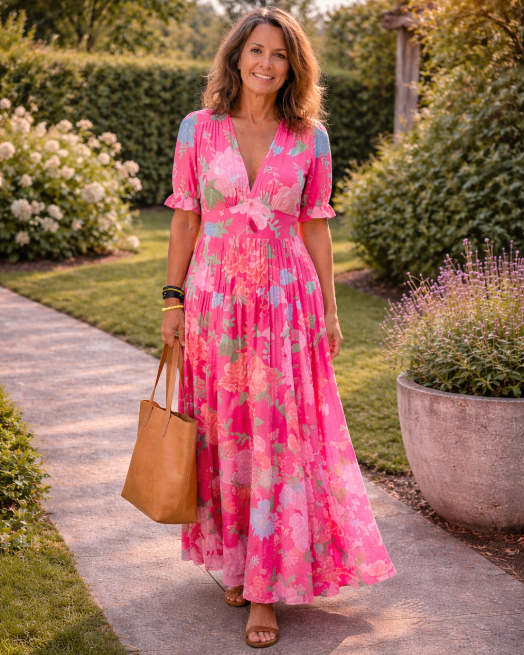 Kurzes ärmelloses V-Ausschnitt Blumen-Midi-Kleid (kopie) – Isabels Modehaus