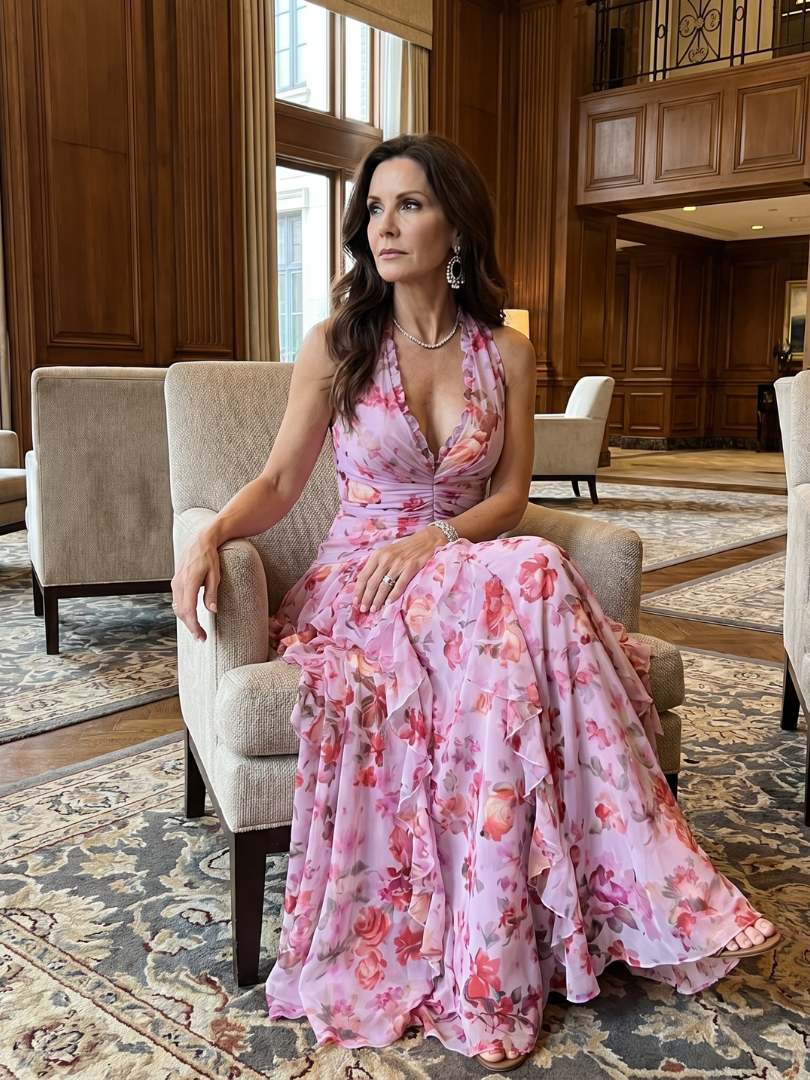 Nori | Halter-Neck Rüschentop Floral Maxi Kleid – Isabels Modehaus (Bild 7)