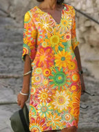 Nira | Lebhaftes Blumen-Midi-Kleid – Isabels Modehaus