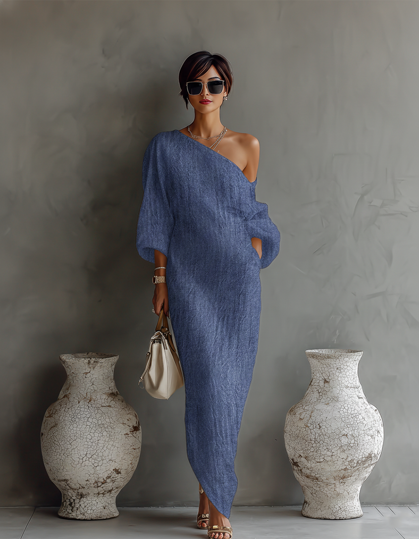 Ximena | Elfenbein Leinen Kleid Schulterfrei – Isabels Modehaus (Bild 3)