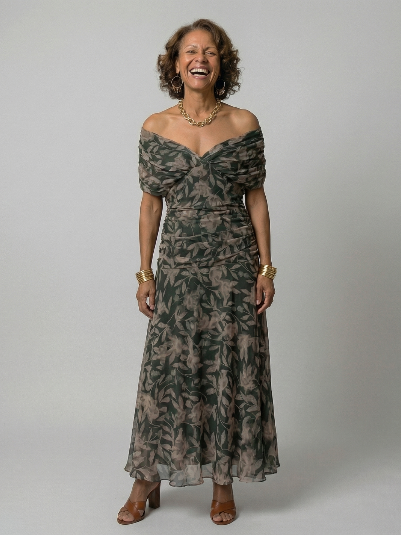 Calen | Off Shoulder Flow Midi Kleid – Isabels Modehaus (Bild 5)