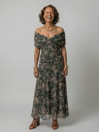 Calen | Off Shoulder Flow Midi Kleid – Isabels Modehaus (Bild 5)