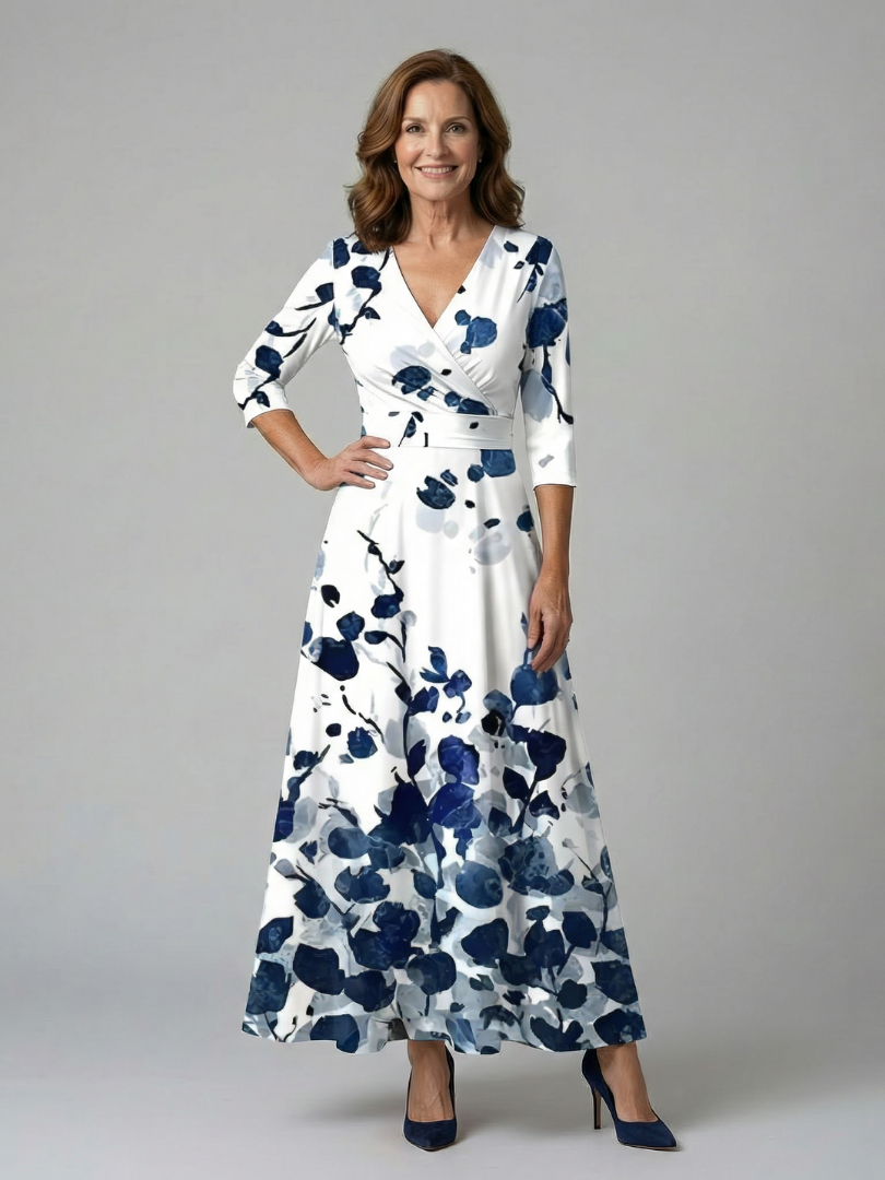 Celine | Midi-Kleid mit Kreuzwickel-Ausschnitt – Isabels Modehaus (Bild 3)