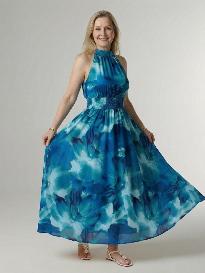 Sylin | Gathered Halter Midi Kleid – Isabels Modehaus (Bild 5)