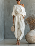 Traudel | Leinen Set Off-Shoulder Hose – Isabels Modehaus