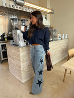 Megan | Wide-Leg-Jeans mit Sternen – Isabels Modehaus