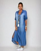 Andrea™ – Langes Kleid in Jeansoptik mit Seitenschlitz – Isabels Modehaus (Bild 7)