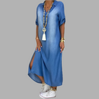 Andrea™ – Langes Kleid in Jeansoptik mit Seitenschlitz – Isabels Modehaus (Bild 6)