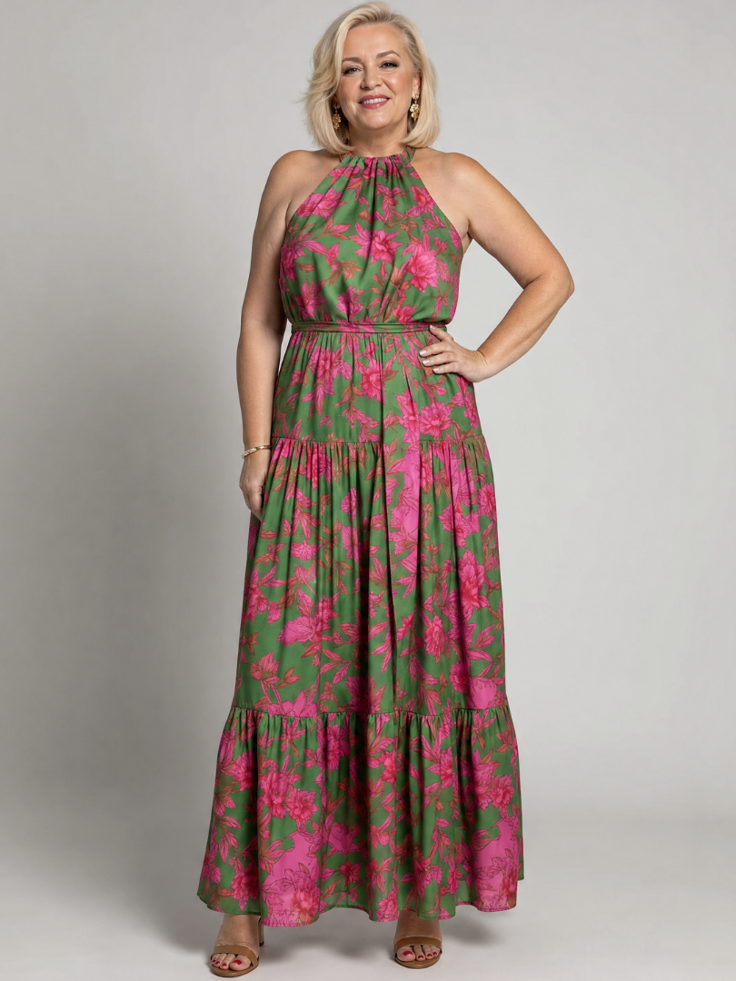 Rowen | Drapiertes Halter-Midi-Kleid – Isabels Modehaus (Bild 7)