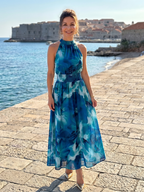 Olivia | Midikleid mit geraffter Taille und abstraktem Druck – Isabels Modehaus (Bild 8)