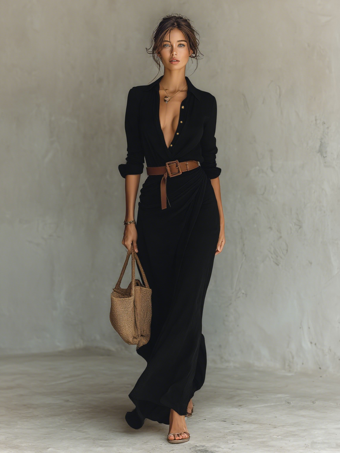Zenobia | Maxikleid Reverskragen Langarm – Isabels Modehaus (Bild 7)
