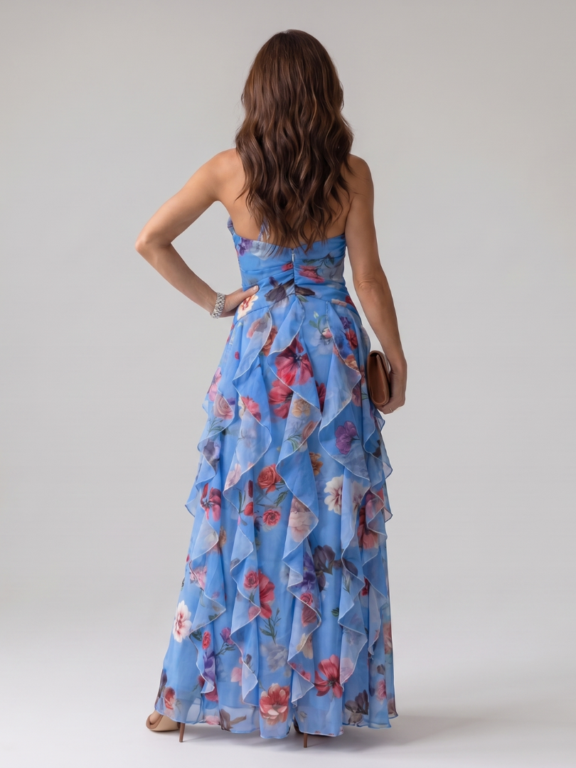 Nori | Halter-Neck Rüschentop Floral Maxi Kleid – Isabels Modehaus (Bild 6)