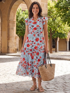 Lila | Elegantes Blumenkleid Midi – Isabels Modehaus (Bild 10)