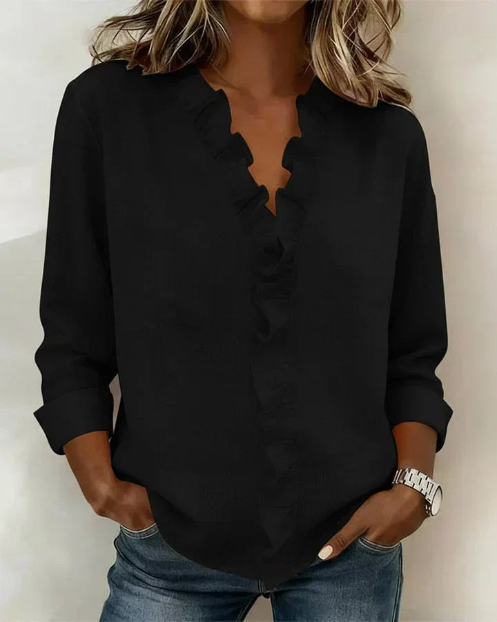 Beatrice | Edle V-Ausschnitt Bluse – Isabels Modehaus (Bild 3)