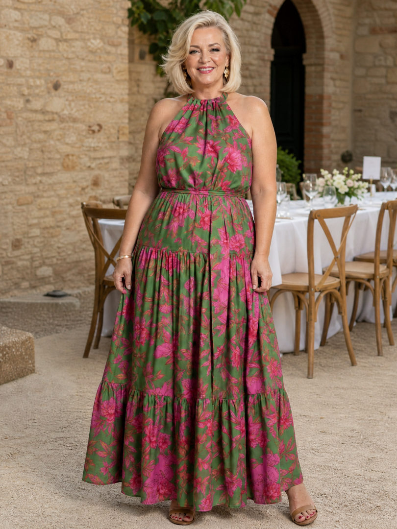 Rowen | Drapiertes Halter-Midi-Kleid – Isabels Modehaus (Bild 8)