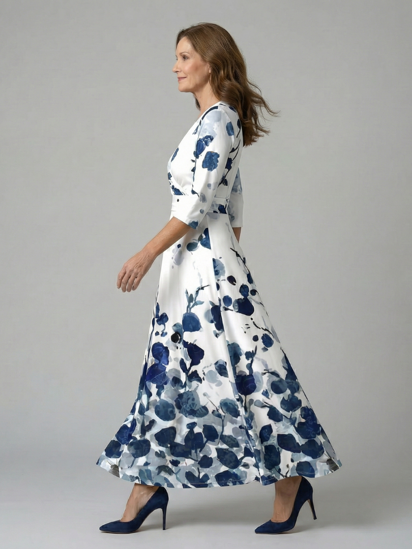Celine | Midi-Kleid mit Kreuzwickel-Ausschnitt – Isabels Modehaus (Bild 12)