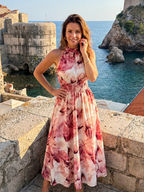Olivia | Midikleid mit geraffter Taille und abstraktem Druck – Isabels Modehaus (Bild 9)