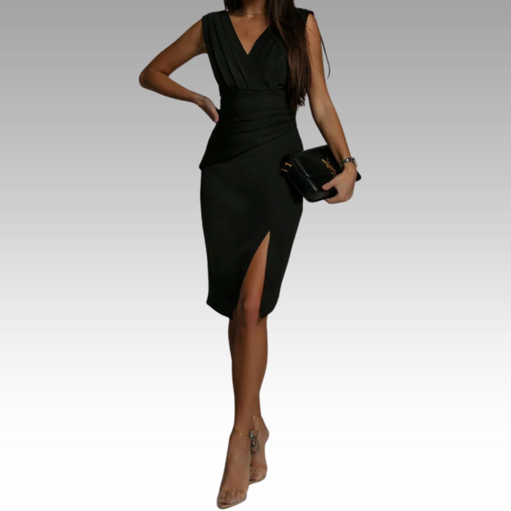 Regalia™ – Elegantes Figurbetontes Kleid mit V-Ausschnitt und Schlitz – Isabels Modehaus (Bild 9)