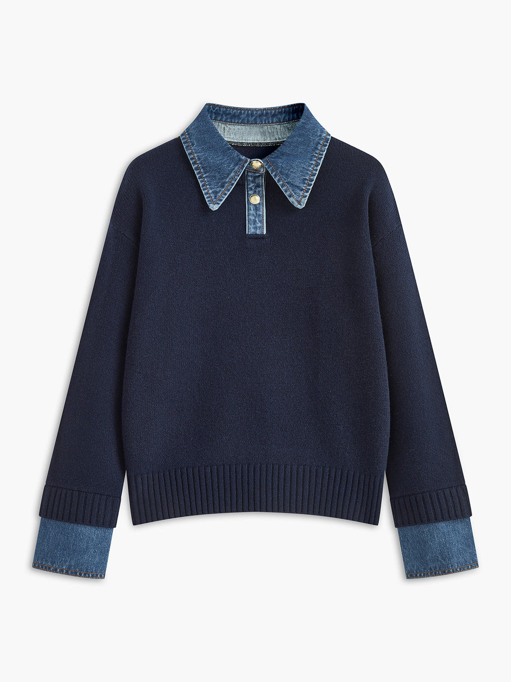 Yasmin | Eleganter 2-in-1 Pullover mit Jeanskragen