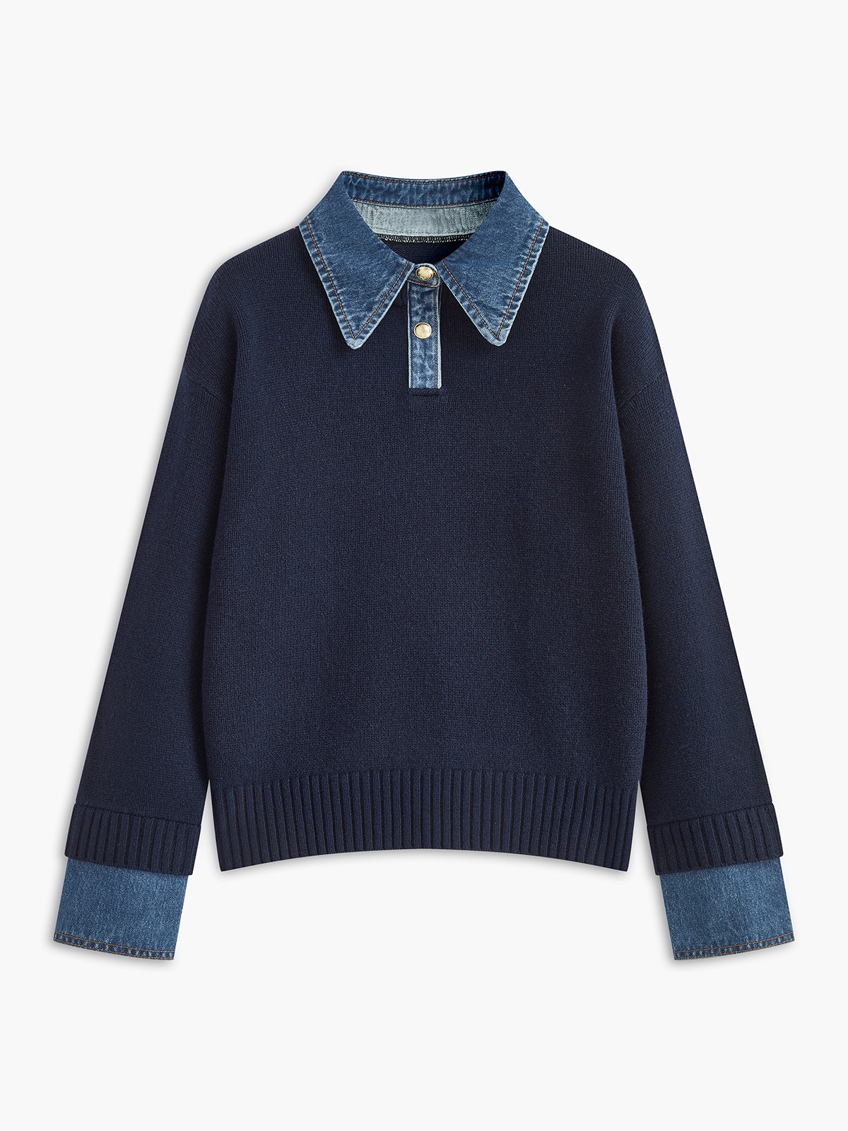 Yasmin | Eleganter 2-in-1 Pullover mit Jeanskragen