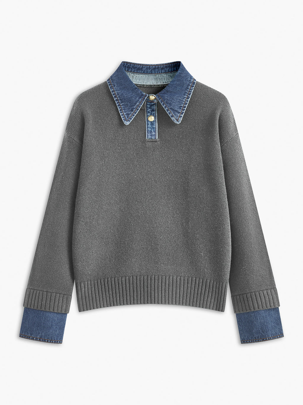 Yasmin | Eleganter 2-in-1 Pullover mit Jeanskragen