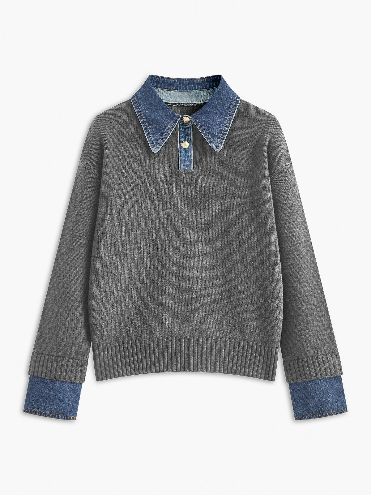 Yasmin | Eleganter 2-in-1 Pullover mit Jeanskragen