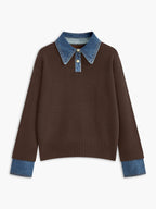 Yasmin | Eleganter 2-in-1 Pullover mit Jeanskragen
