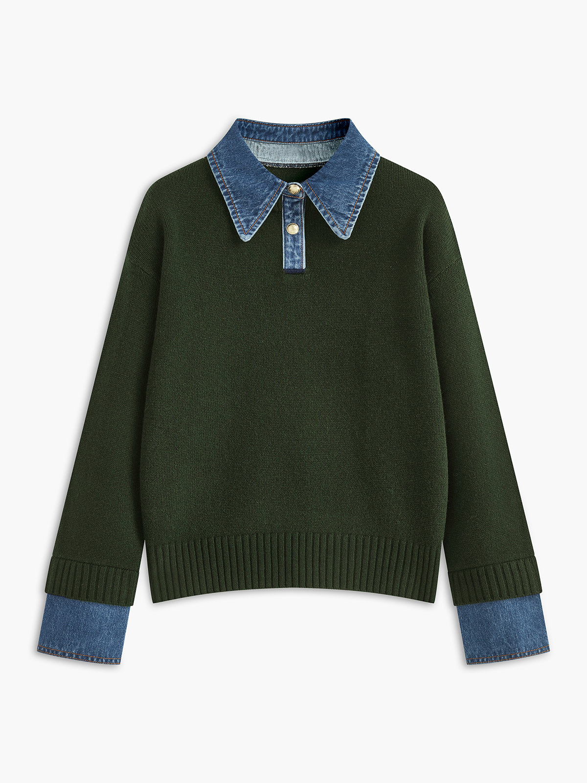 Yasmin | Eleganter 2-in-1 Pullover mit Jeanskragen