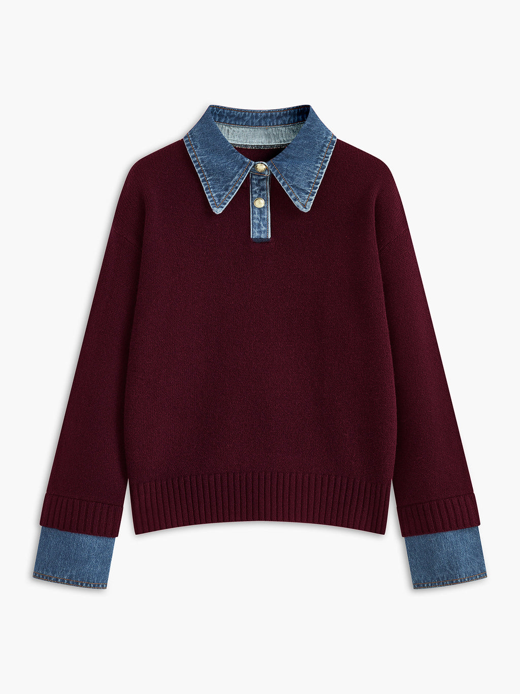Yasmin | Eleganter 2-in-1 Pullover mit Jeanskragen