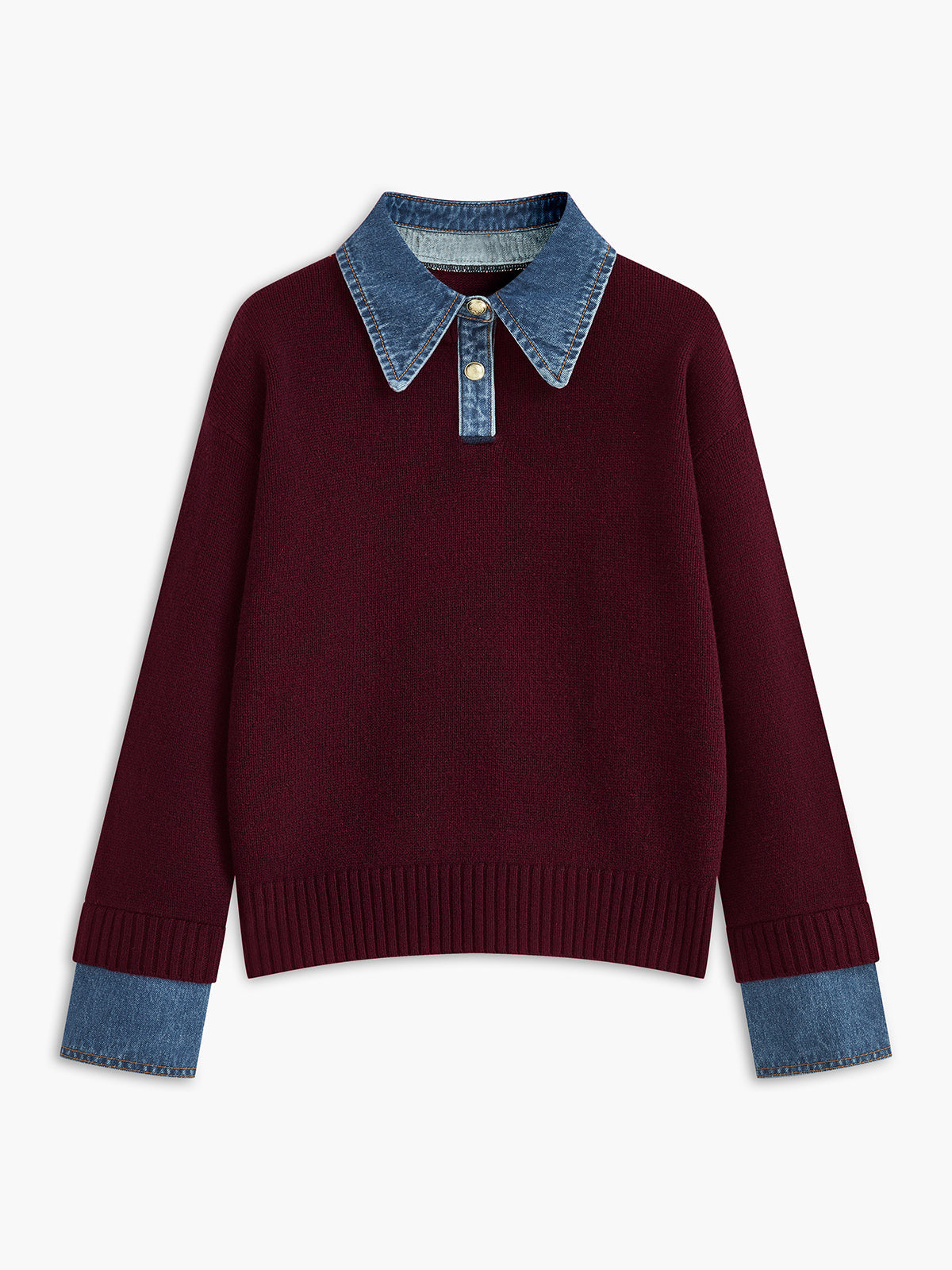 Yasmin | Eleganter 2-in-1 Pullover mit Jeanskragen