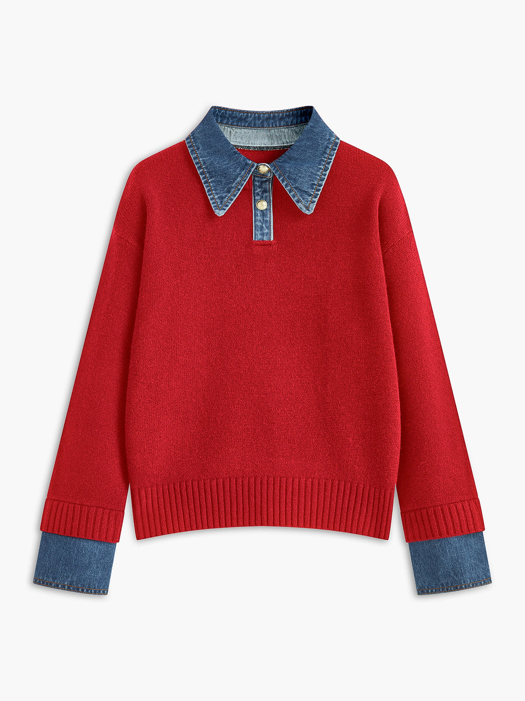 Yasmin | Eleganter 2-in-1 Pullover mit Jeanskragen