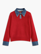 Yasmin | Eleganter 2-in-1 Pullover mit Jeanskragen