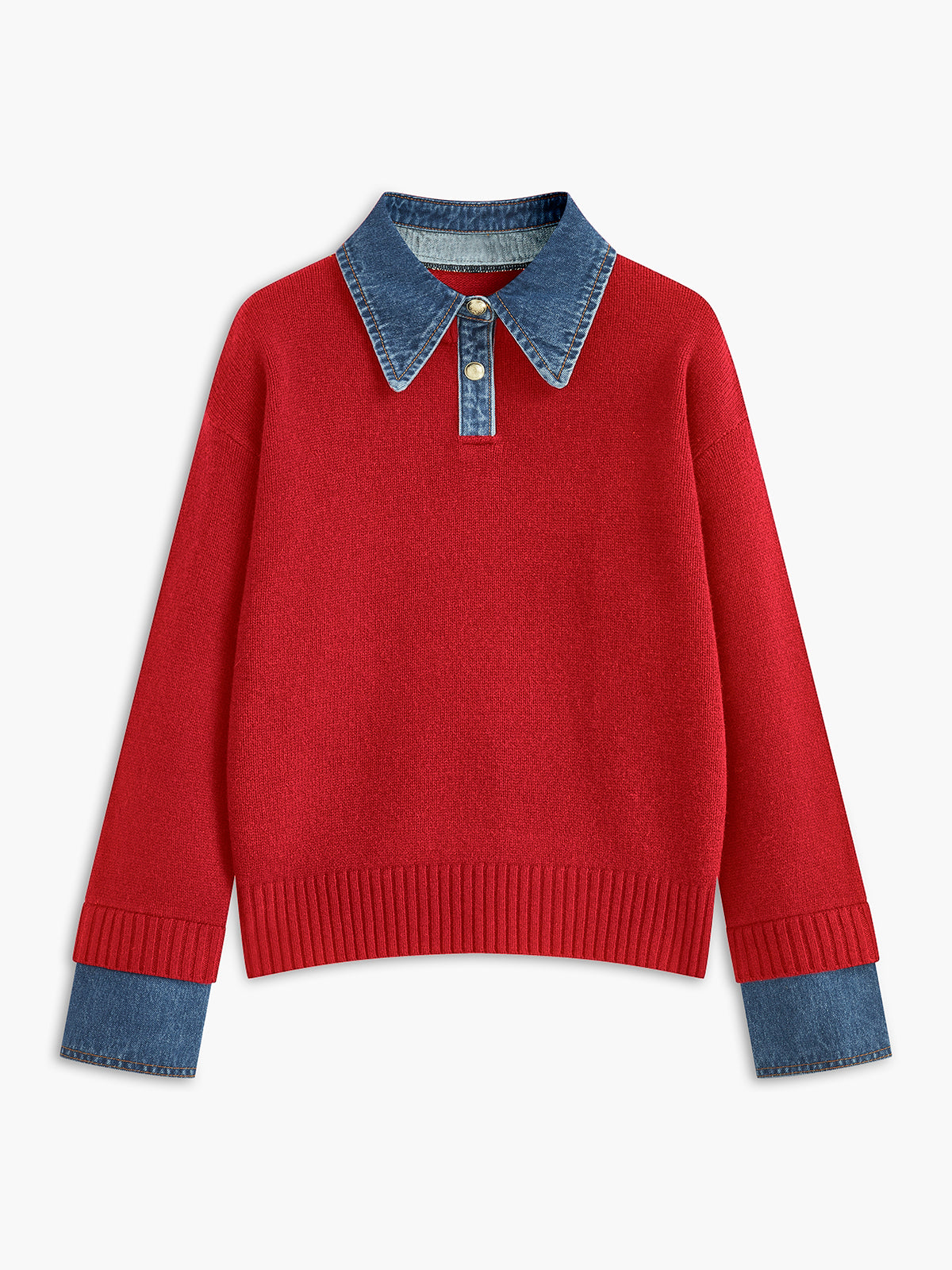 Yasmin | Eleganter 2-in-1 Pullover mit Jeanskragen