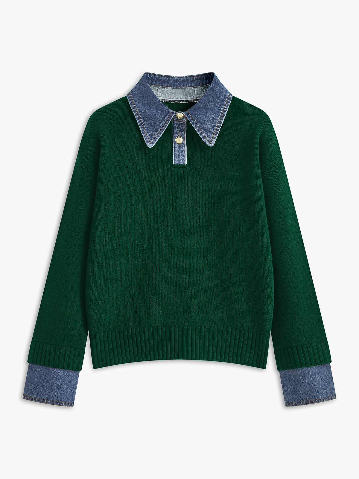 Yasmin | Eleganter 2-in-1 Pullover mit Jeanskragen