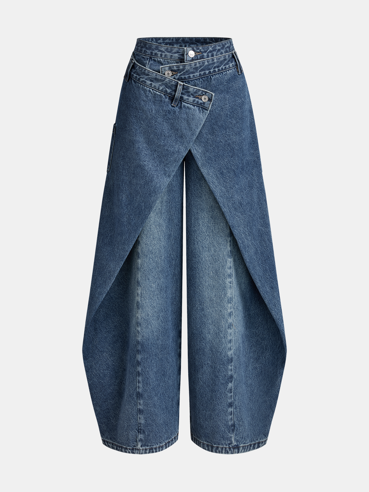 Lira | Damen-Jeans mit Cross-Over-Bund und weitem Bein