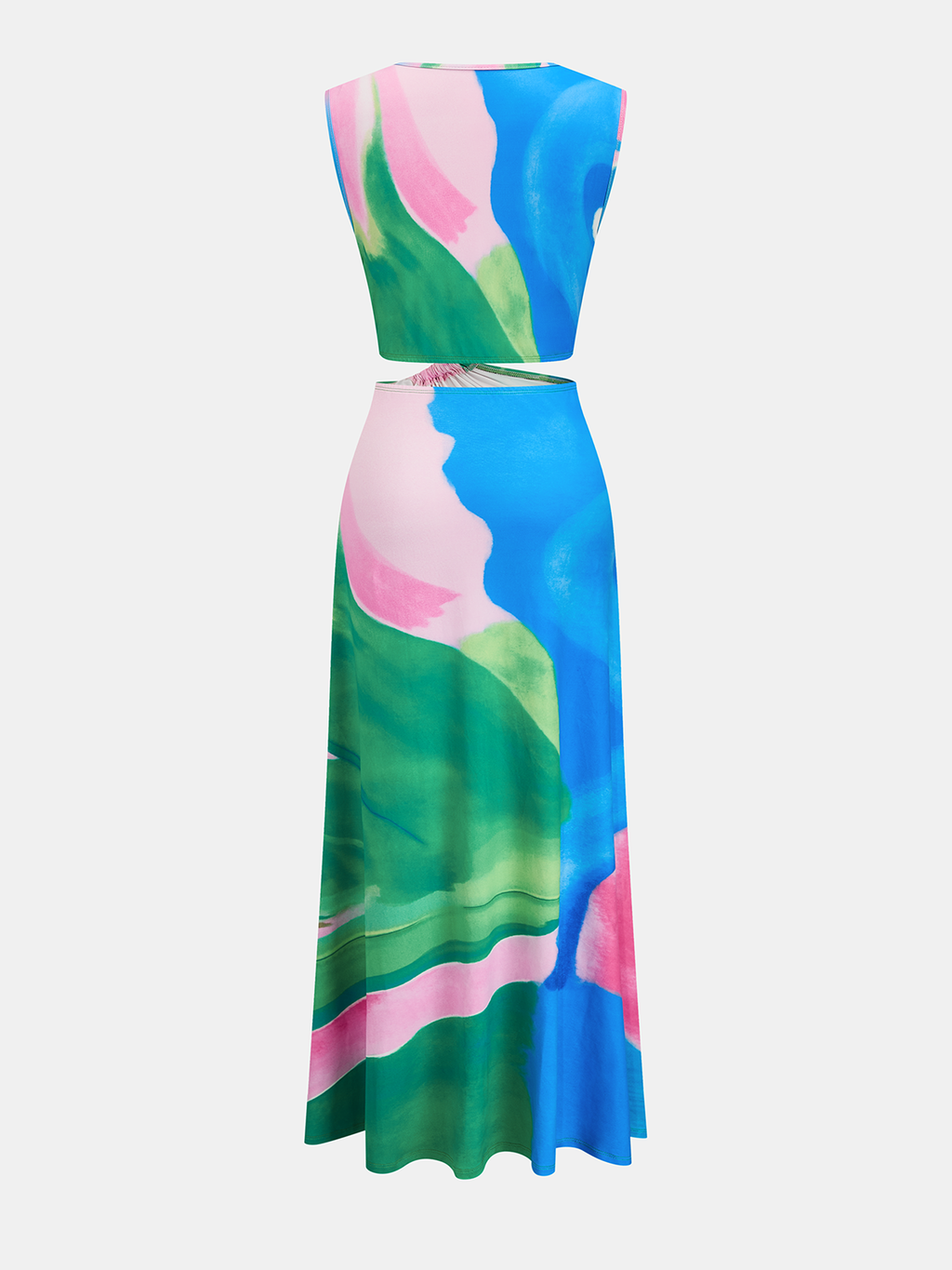 Nali | Maxikleid mit Twist-Detail, Cut-outs und Batikmuster – ärmellos