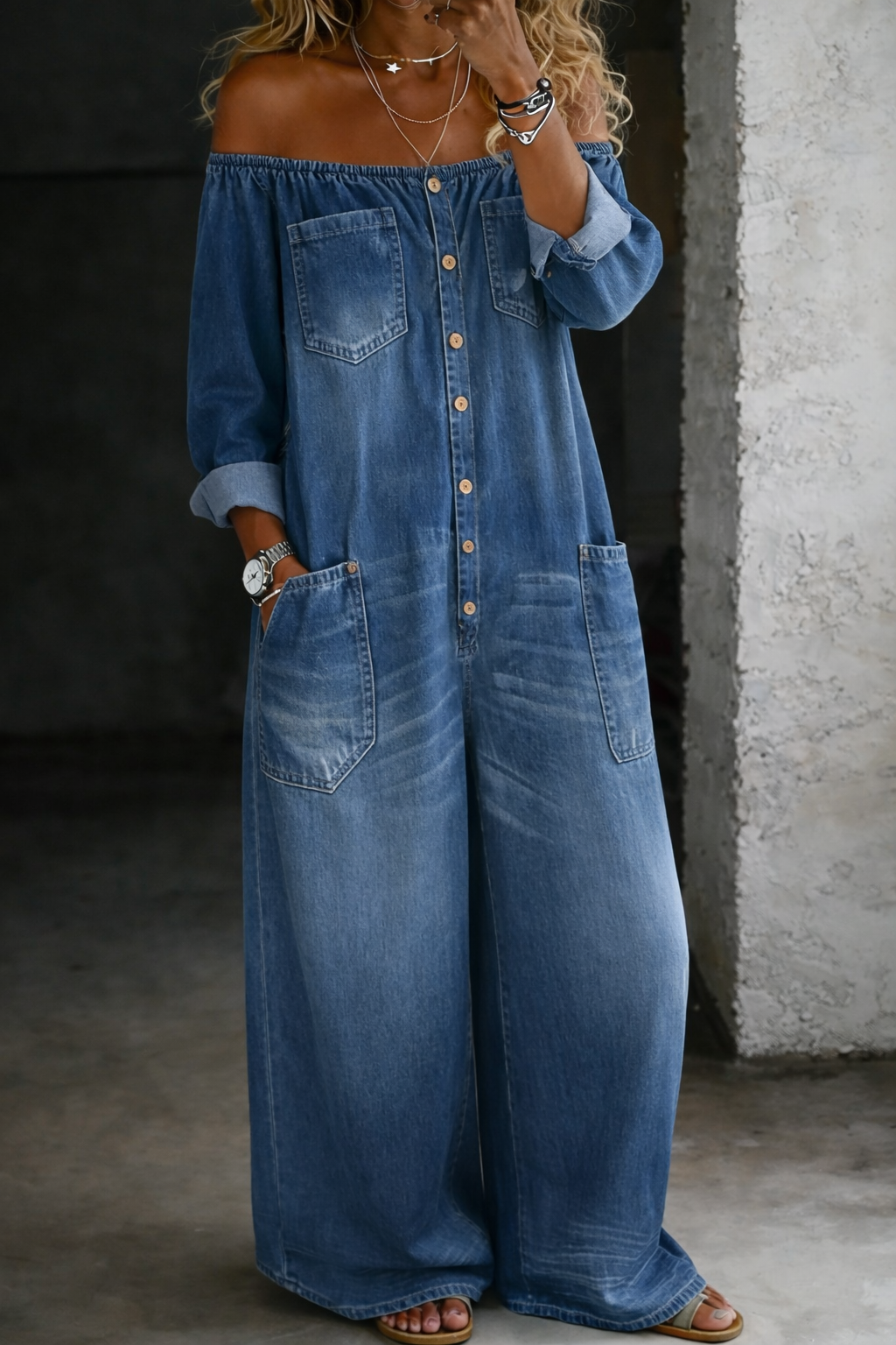 Elena | Off-Shoulder Jumpsuit mit langen Ärmeln – Isabels Modehaus (Bild 2)