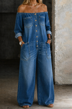 Elena | Off-Shoulder Jumpsuit mit langen Ärmeln – Isabels Modehaus