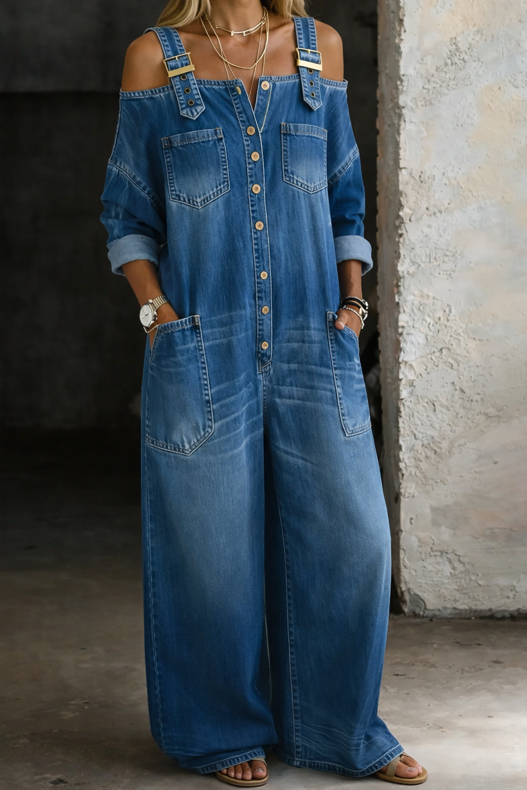 Sophia | Off-Shoulder Denim-Jumpsuit – Isabels Modehaus
