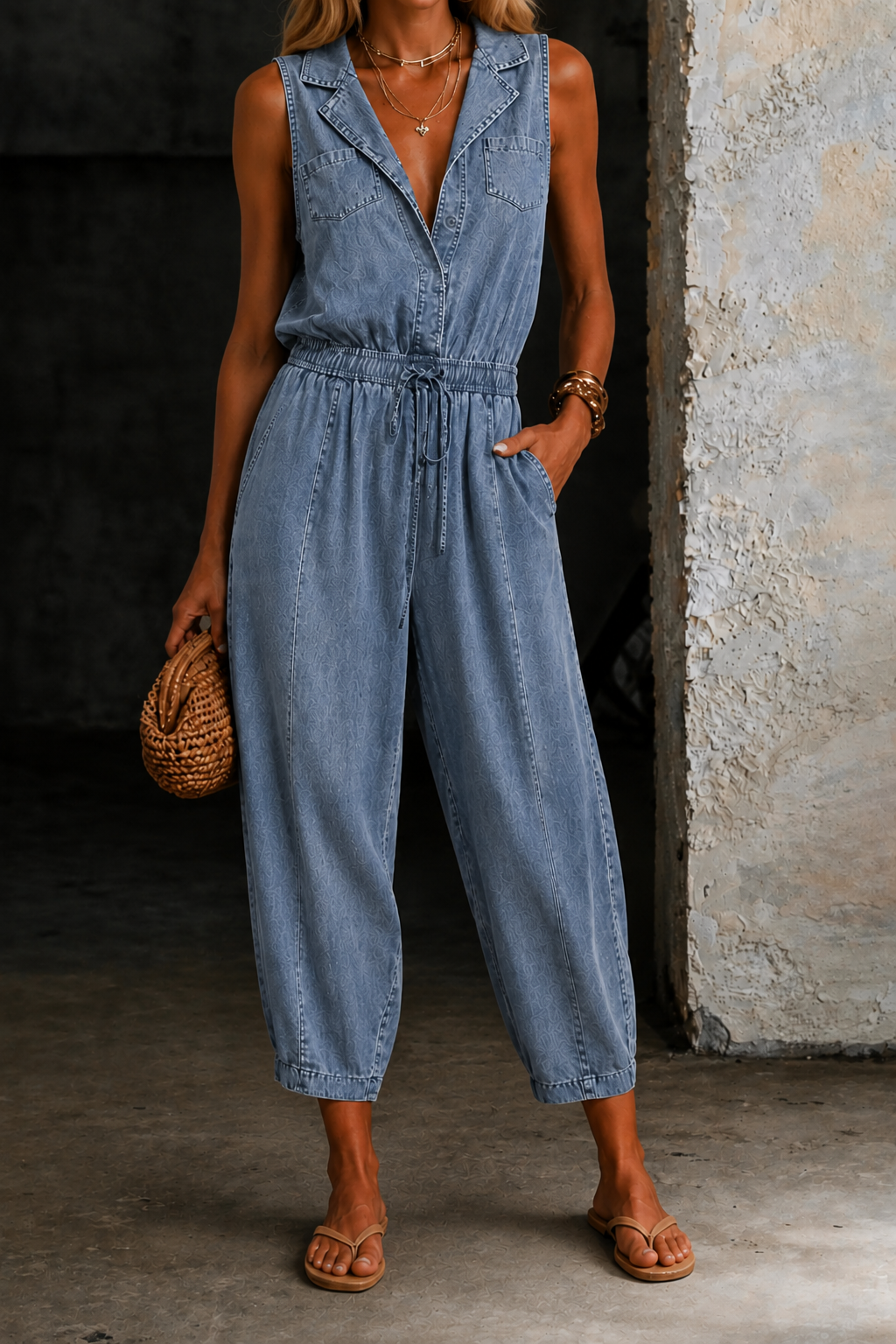 Rosalia | Ärmellose Denim-Overall – Isabels Modehaus