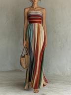 Hildegard | Langes Buntes Kleid ohne Ärmel – Isabels Modehaus