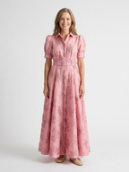Xanthea | Kurzärmeliges, gebundenes, floral strukturiertes Maxikleid – Isabels Modehaus