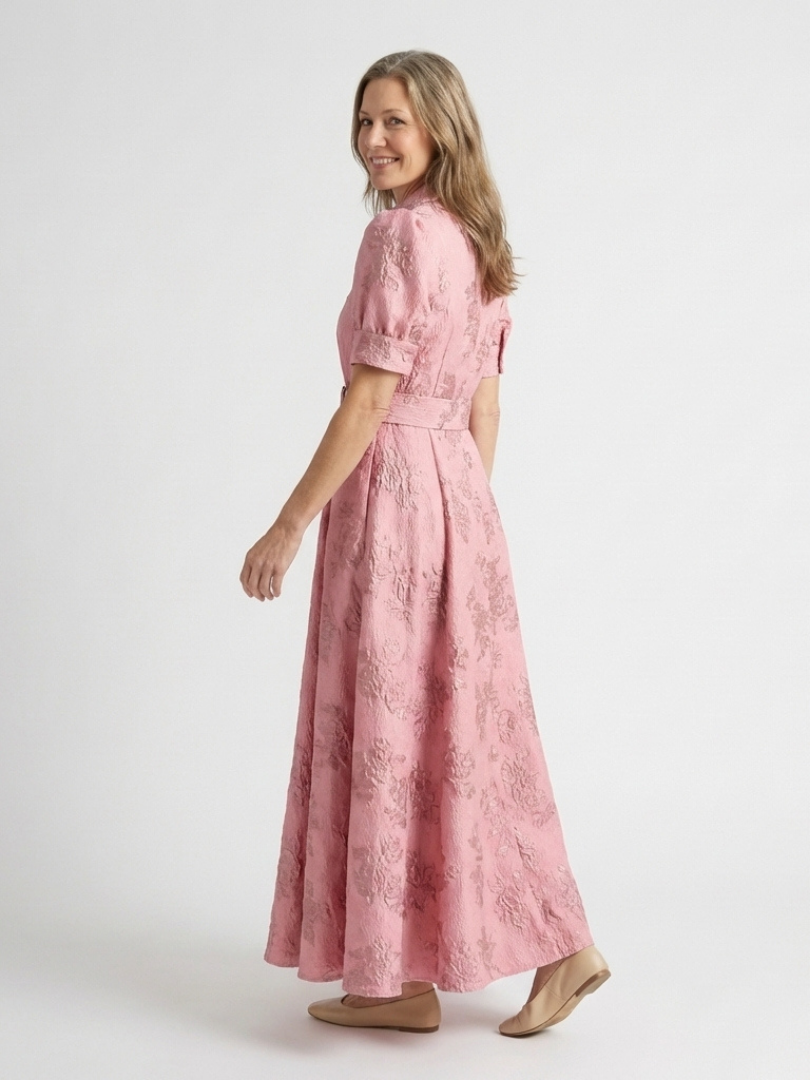 Xanthea | Kurzärmeliges, gebundenes, floral strukturiertes Maxikleid – Isabels Modehaus (Bild 2)
