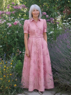 Xanthea | Kurzärmeliges, gebundenes, floral strukturiertes Maxikleid – Isabels Modehaus (Bild 6)
